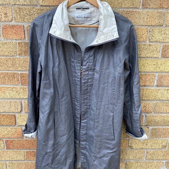 Vintage 1998 Bianca Nygord Linen Shell Designer Jacket Gray - Picture 6 of 14